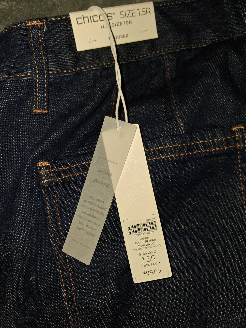 Chico's Womens Dark Indigo Jeans 10r Or 1.5 Wide Leg NWT - Picture 9 of 9